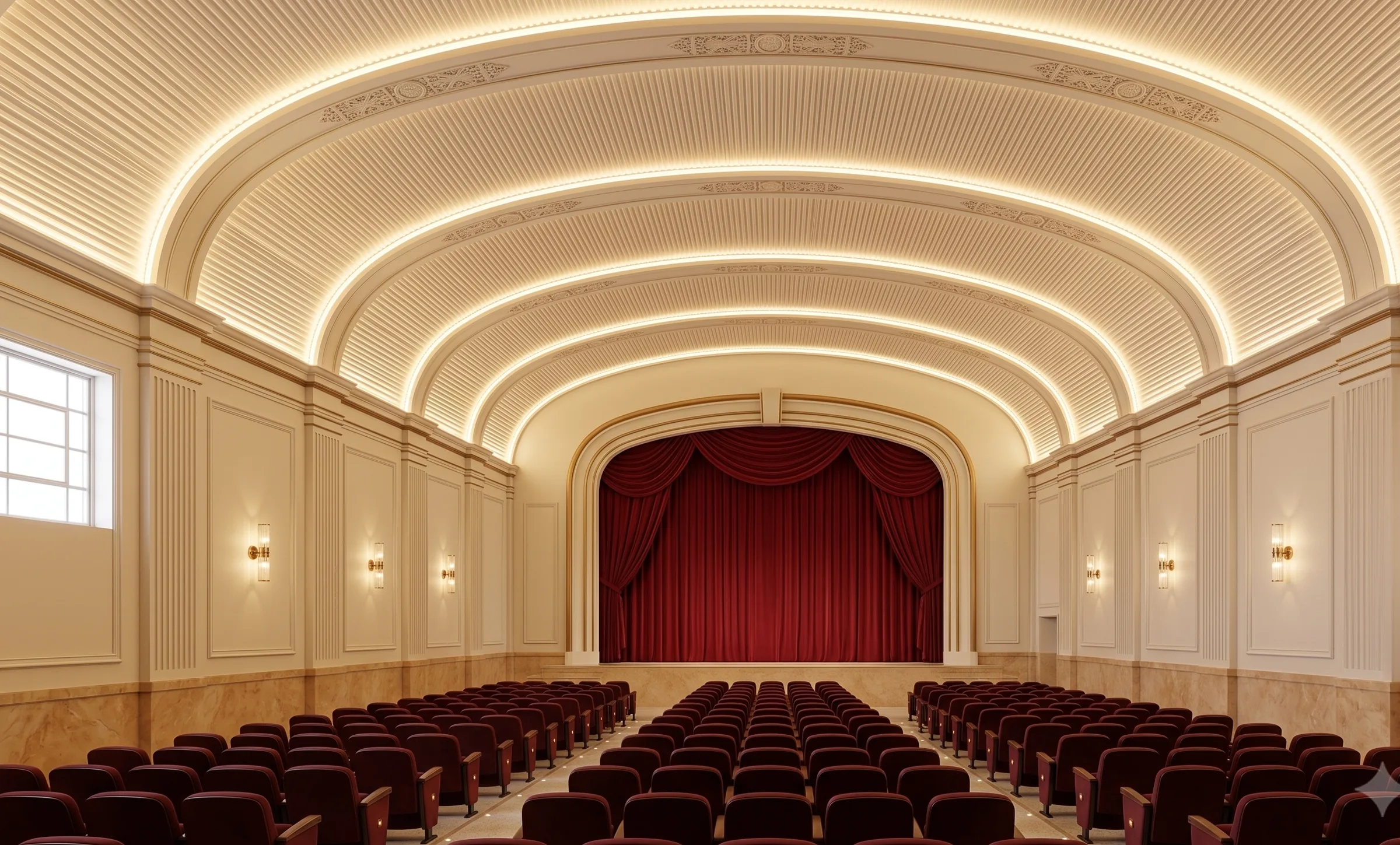 Render do restauro proposto do Cine Ouro, sala de cinema na abóbada histórica